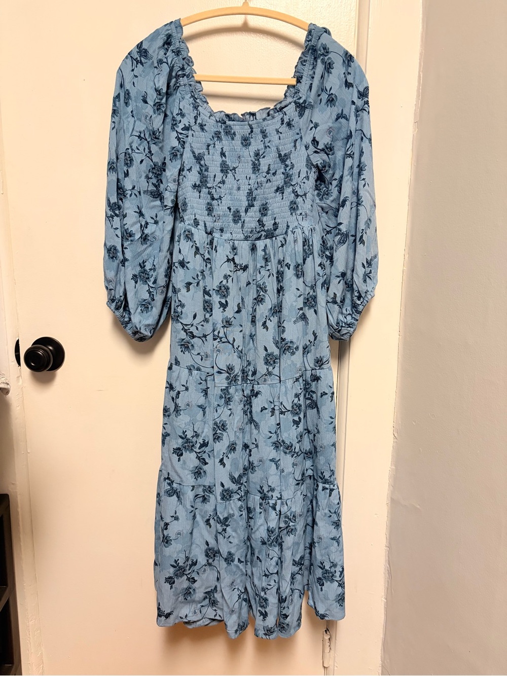 torrid Light Blue Floral Smocked Midi Dress